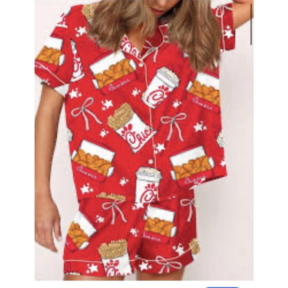 Sheshow Chick-fil-A Fans Women’s Silky Pajamas Set Size L